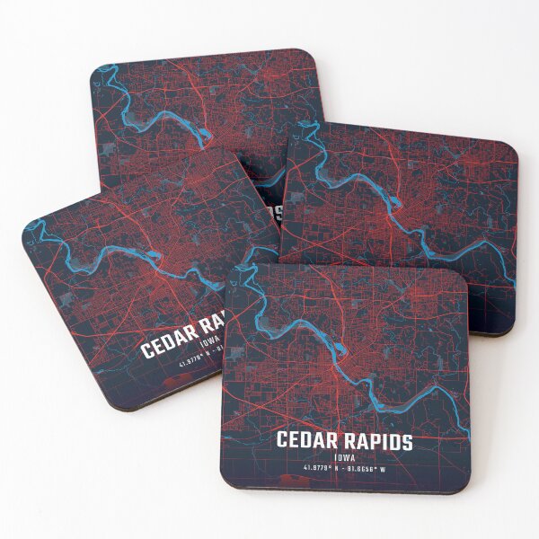 Item preview, Cedar Rapids Red & Blue Minimalist Map designed and sold by HomeLivingCo.