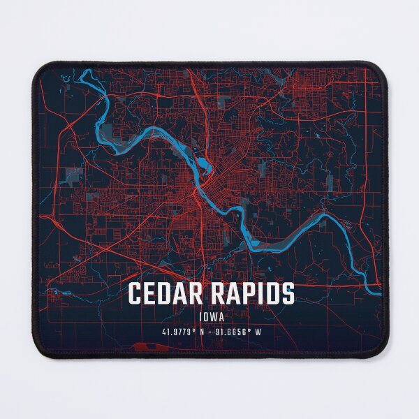 Item preview, Cedar Rapids Red & Blue Minimalist Map designed and sold by HomeLivingCo.