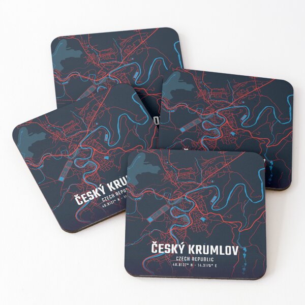 Item preview, Český Krumlov Red & Blue Minimalist Map designed and sold by HomeLivingCo.