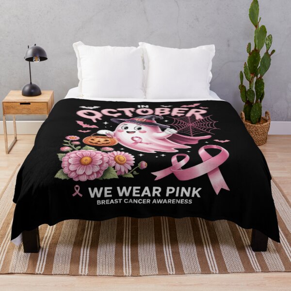 Item preview, In October We Wear Pink Halloween Ghost Breast Cancer designed and sold by HaileyRobel.