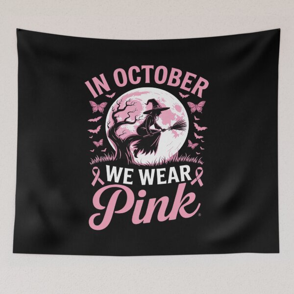 Item preview, In October We Wear Pink Halloween Witch Breast Cancer designed and sold by DrewLeuschke.