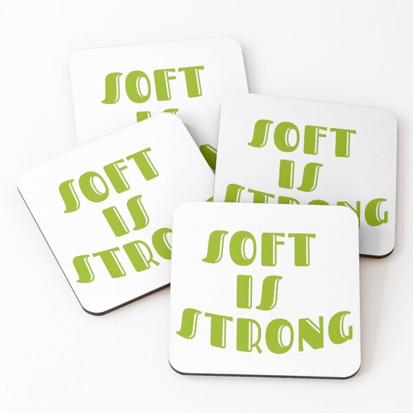 Item preview, Chunky 70s-style groovy lettering spells “SOFT IS STRONG” in warm retro colors with a subtle wavy stack on transparent background. designed and sold by DavidMay.