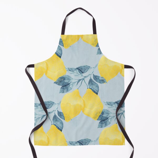 Item preview, Lemons illustration with blue leaves on blue background designed and sold by helga-wigandt.