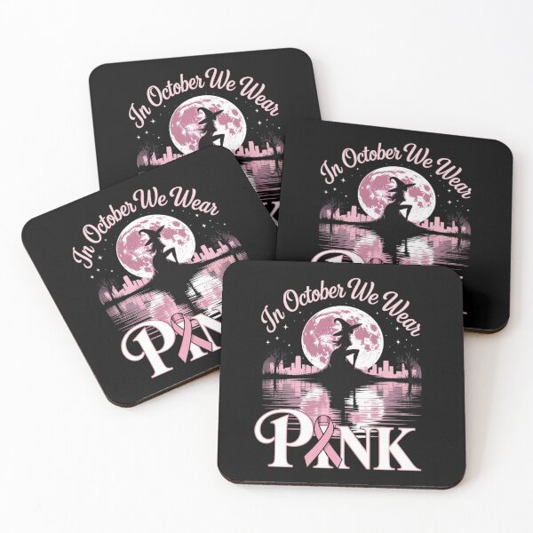 Item preview, In October We Wear Pink Witch & Cat Breast Cancer Halloween designed and sold by DrewLeuschke.