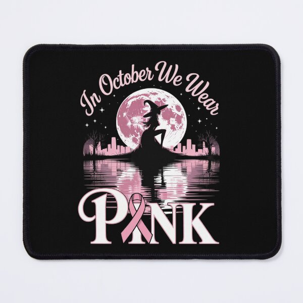 Item preview, In October We Wear Pink Witch & Cat Breast Cancer Halloween designed and sold by DrewLeuschke.