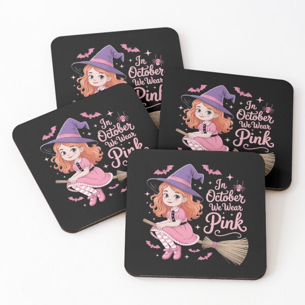Item preview, In October We Wear Pink Witch broom Breast Cancer Halloween designed and sold by HaileyRobel.