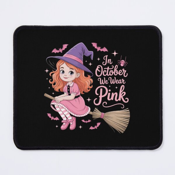 Item preview, In October We Wear Pink Witch broom Breast Cancer Halloween designed and sold by HaileyRobel.
