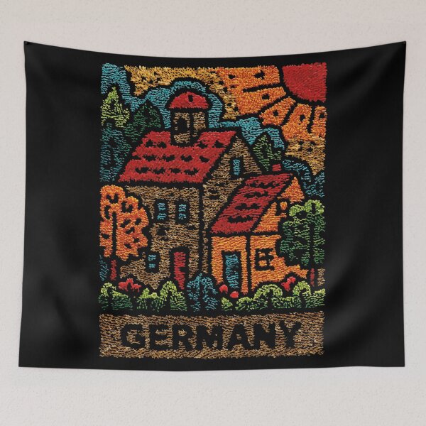 Item preview, German Village Poster | Storybook Bavarian Folk Art designed and sold by TuncGK.