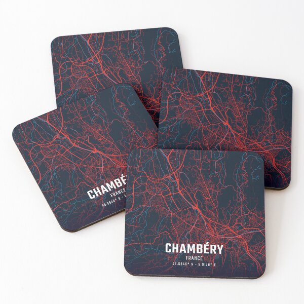 Item preview, Chambéry Red & Blue Minimalist Map designed and sold by HomeLivingCo.