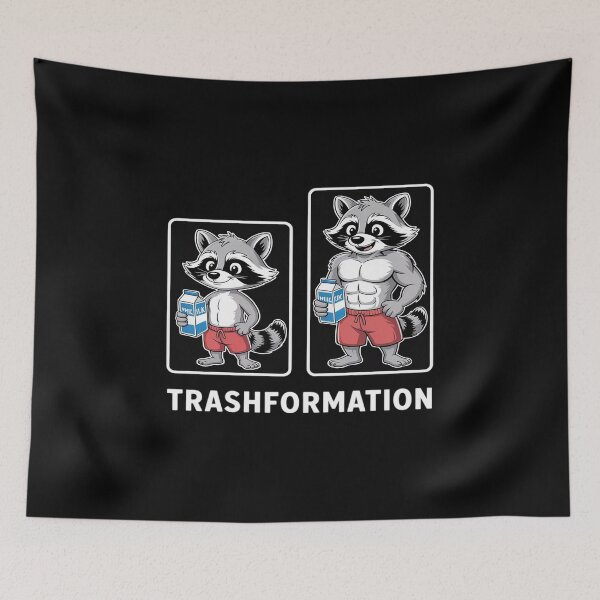 Item preview, Raccoon Trash Transformation Garbage Workout Gym Fitness designed and sold by petrichorsworld.