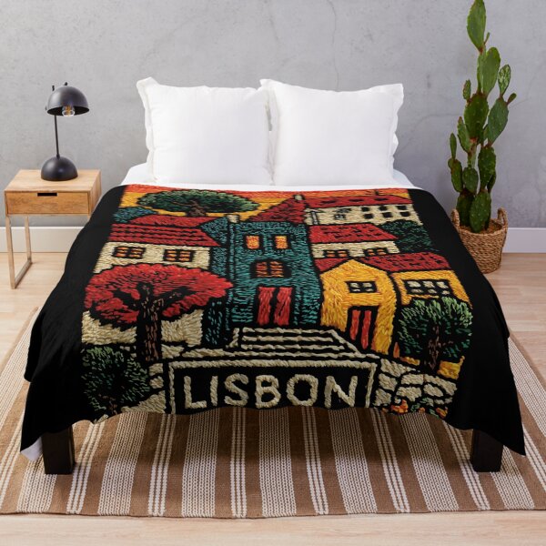 Item preview, Colorful Lisbon Poster | Portugal Embroidered Folk Art designed and sold by TuncGK.
