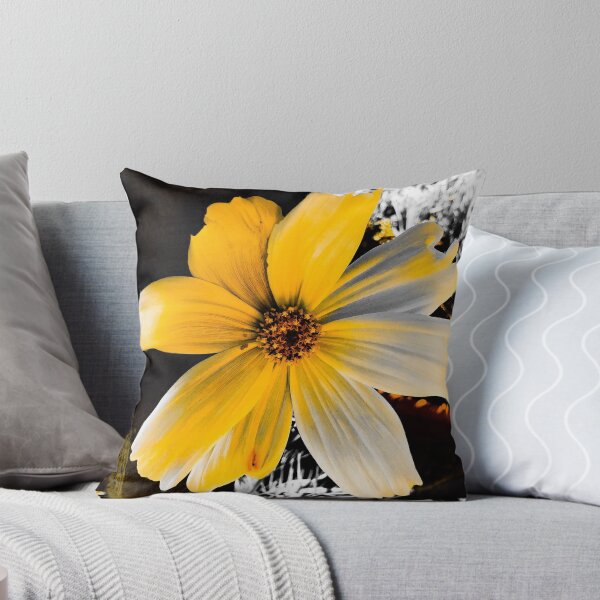 Yellow Burst Flower Throw Pillow