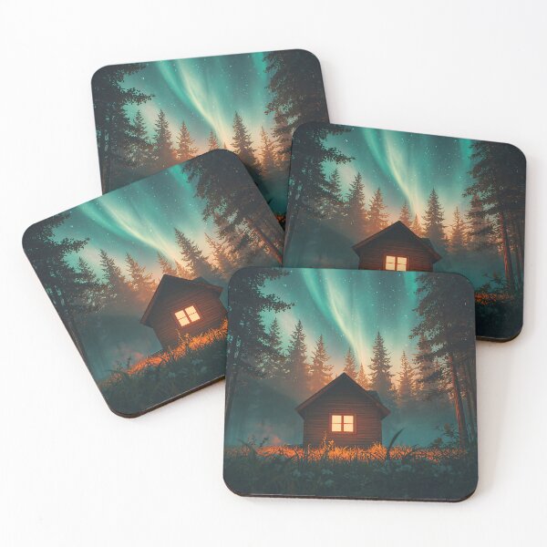 Item preview, Forest Cabin Beneath Aurora Borealis Display designed and sold by Repulsiveblock.
