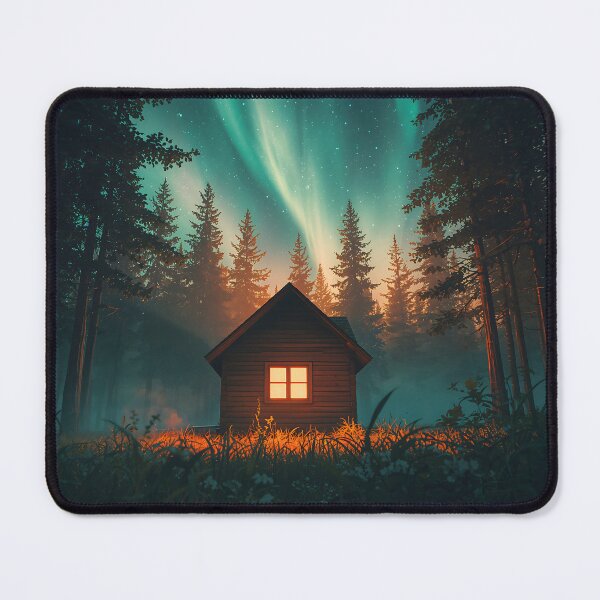 Item preview, Forest Cabin Beneath Aurora Borealis Display designed and sold by Repulsiveblock.