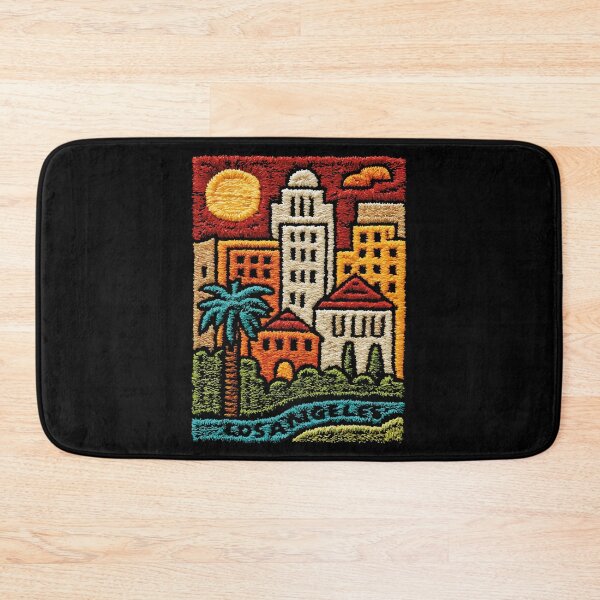 Item preview, Los Angeles Skyline | California Embroidered Folk Art designed and sold by TuncGK.