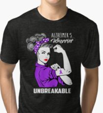 Alzheimers Warrior Unbreakable Awareness Tri-blend T-Shirt