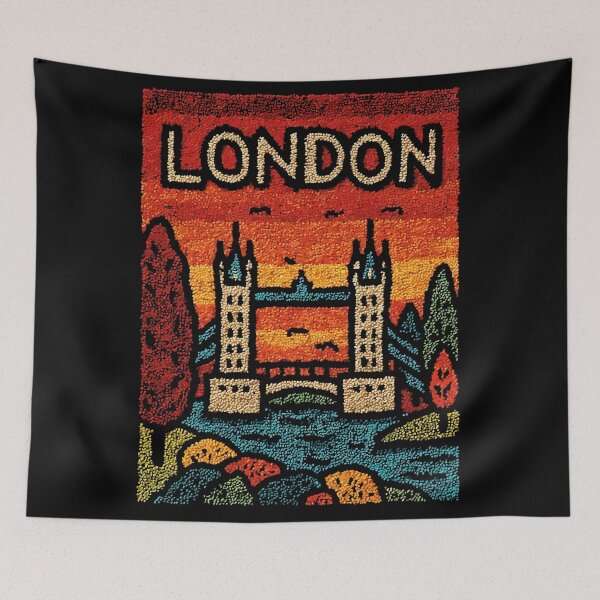 Item preview, London Tower Bridge | Vintage Embroidered Folk Art designed and sold by TuncGK.