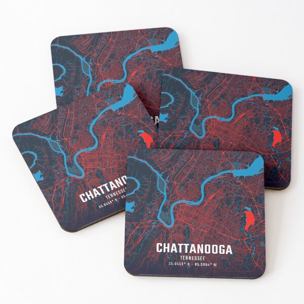 Item preview, Chattanooga Red & Blue Minimalist Map designed and sold by HomeLivingCo.