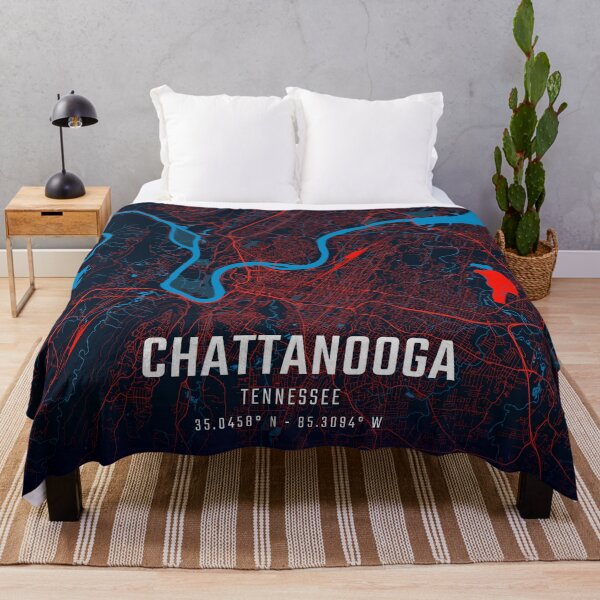 Item preview, Chattanooga Red & Blue Minimalist Map designed and sold by HomeLivingCo.