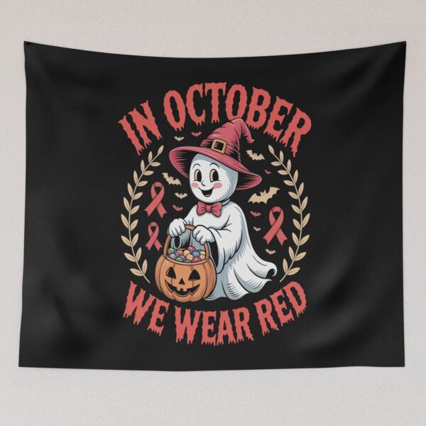Item preview, In October We Wear Red For Red Ribbon Week Awareness Ghost designed and sold by LilianChampl.