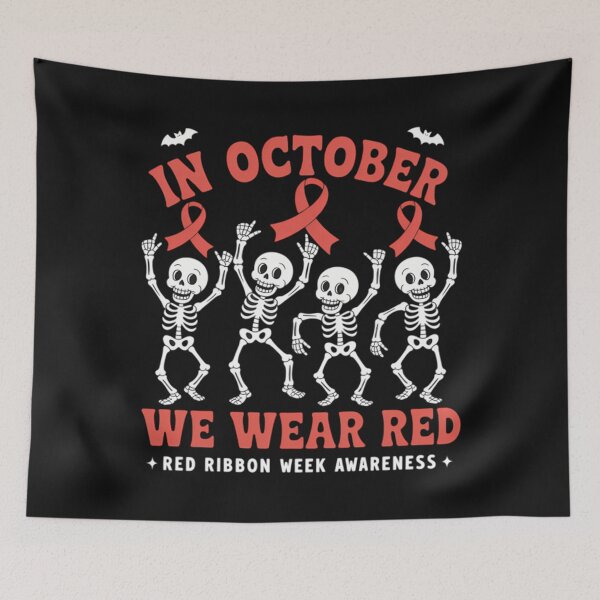Item preview, In October We Wear Red Ribbon Week Awareness Halloween designed and sold by LilianChampl.
