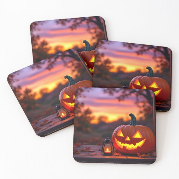 Item preview, Glowing Jack-O'-Lantern with Mischievous Grin on Autumn Porch Illustration designed and sold by Ani-24.