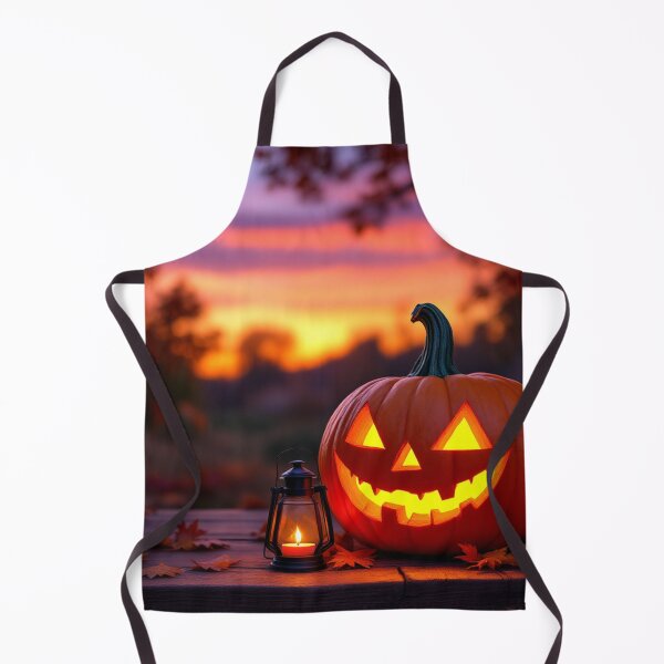 Item preview, Glowing Jack-O'-Lantern with Mischievous Grin on Autumn Porch Illustration designed and sold by Ani-24.