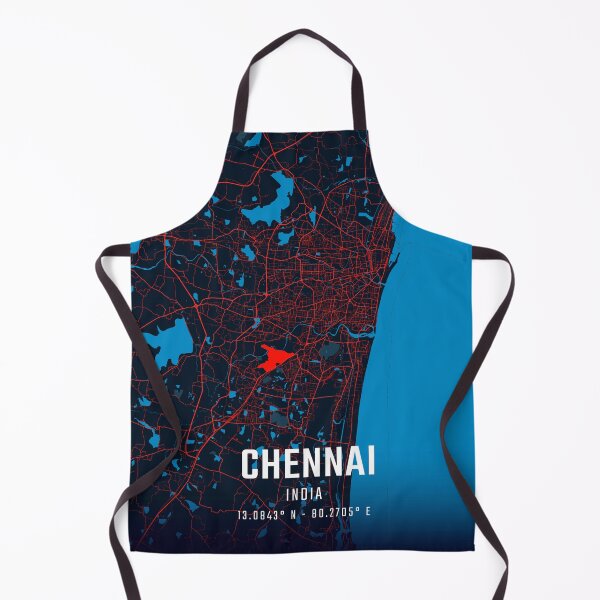 Item preview, Chennai Red & Blue Minimalist Map designed and sold by HomeLivingCo.