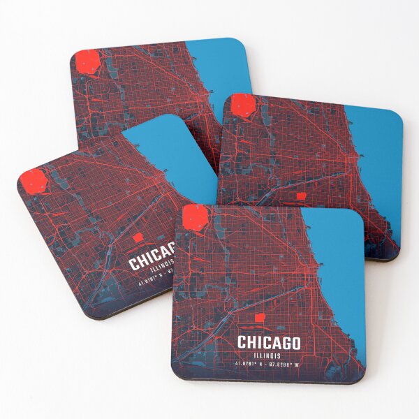 Item preview, Chicago Red & Blue Minimalist Map designed and sold by HomeLivingCo.