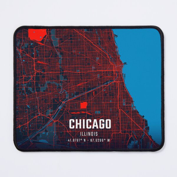 Item preview, Chicago Red & Blue Minimalist Map designed and sold by HomeLivingCo.