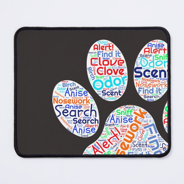 Item preview, Dog Nosework Paw Print Shirt – Canine Scentwork Word Cloud Tee designed and sold by LindaERiley.
