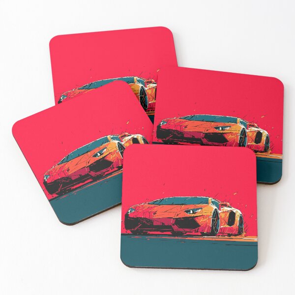 Item preview, Minimalist Red Lamborghini – Bold Supercar on Red Background designed and sold by Moss and Moon Studio.