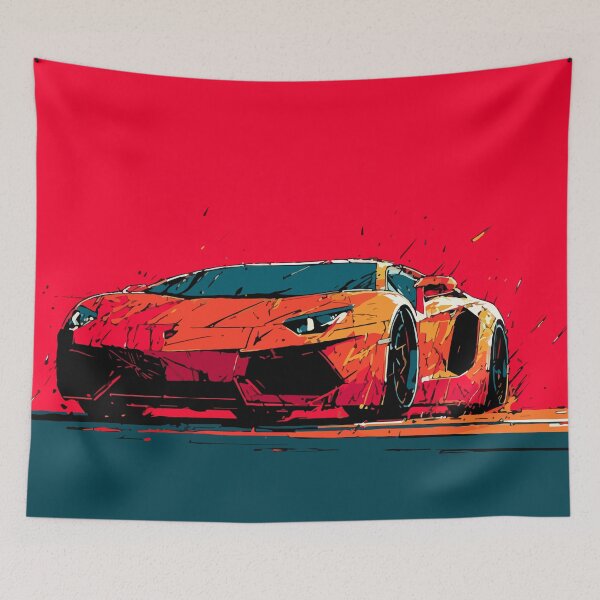 Item preview, Minimalist Red Lamborghini – Bold Supercar on Red Background designed and sold by Moss and Moon Studio.