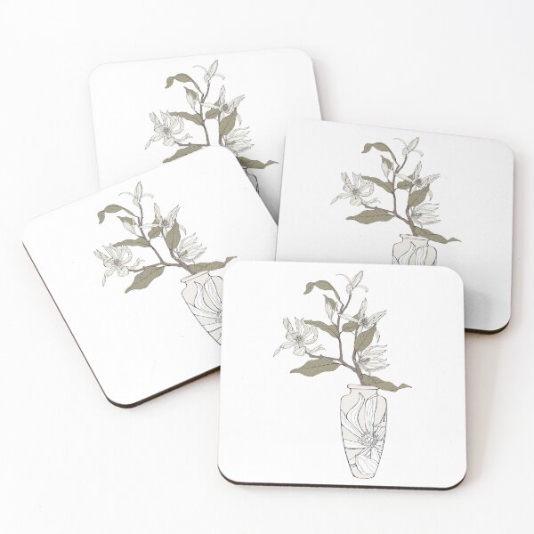 Item preview, Hand drawn vases. Magnolia flowers branch line art.  designed and sold by MatyKotiv.