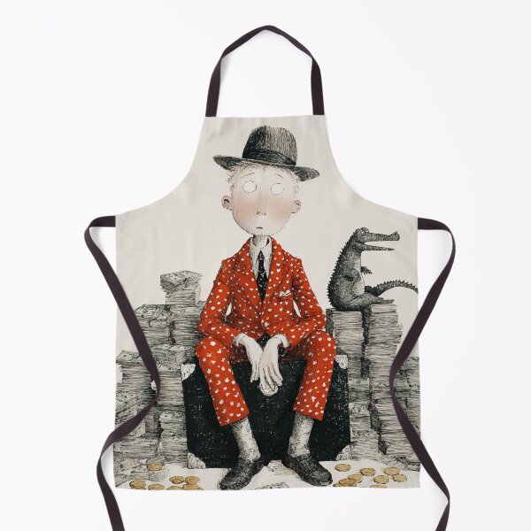 Item preview, Whimsical Man in Red Suit with Money and Crocodile – Surreal Illustration designed and sold by Moss and Moon Studio.