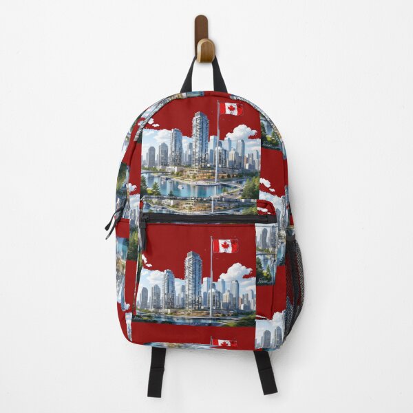 Item preview, Mississauga Downtown 3D Sketch – Daytime Skyline with Canadian Flag, designed and sold by PaintMeWorld.