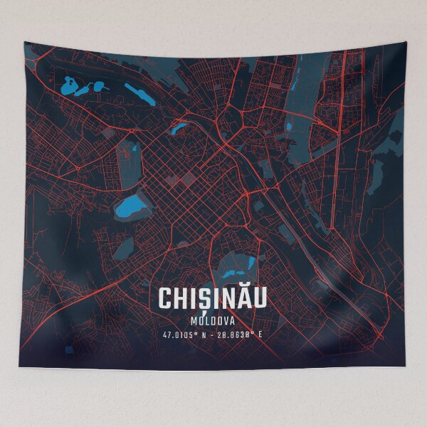 Item preview, Chișinău Red & Blue Minimalist Map designed and sold by HomeLivingCo.
