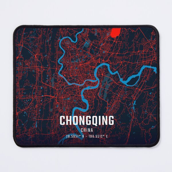 Item preview, Chongqing Red & Blue Minimalist Map designed and sold by HomeLivingCo.