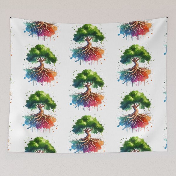 Item preview, Watercolor Tree of Life Rainbow Roots Art designed and sold by UXVisionCraft28.