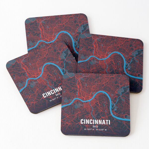 Item preview, Cincinnati Red & Blue Minimalist Map designed and sold by HomeLivingCo.