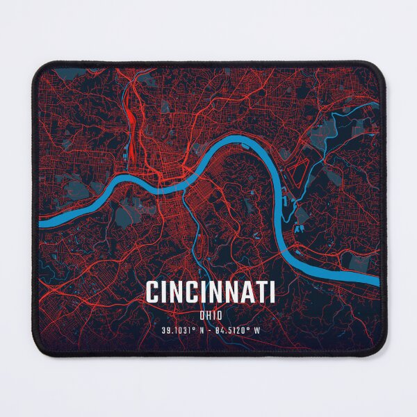 Item preview, Cincinnati Red & Blue Minimalist Map designed and sold by HomeLivingCo.