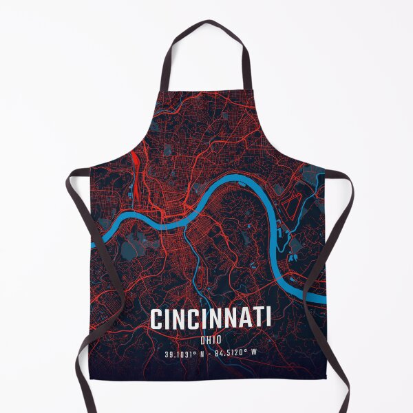 Item preview, Cincinnati Red & Blue Minimalist Map designed and sold by HomeLivingCo.
