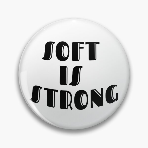 Item preview, Chunky 70s-style groovy lettering spells “SOFT IS STRONG” in black colors with a subtle wavy stack on transparent background. designed and sold by DavidMay.