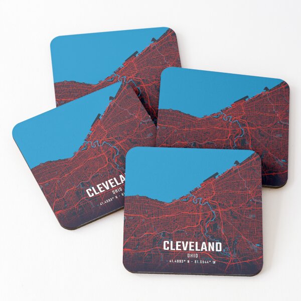 Item preview, Cleveland Red & Blue Minimalist Map designed and sold by HomeLivingCo.
