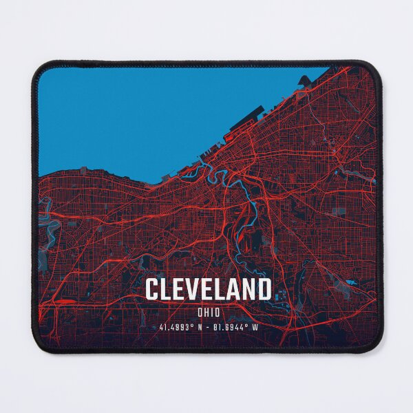 Item preview, Cleveland Red & Blue Minimalist Map designed and sold by HomeLivingCo.