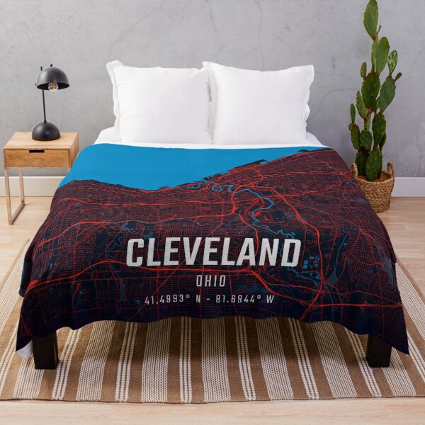 Item preview, Cleveland Red & Blue Minimalist Map designed and sold by HomeLivingCo.