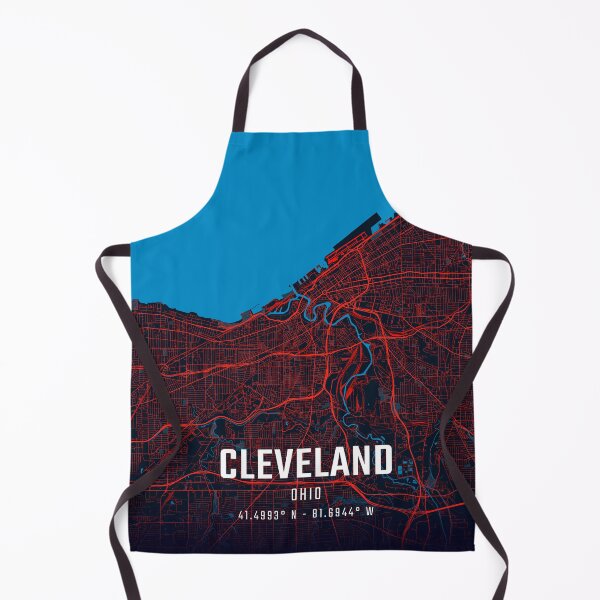 Item preview, Cleveland Red & Blue Minimalist Map designed and sold by HomeLivingCo.