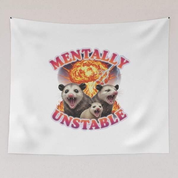 Item preview, Mentally Unstable, Mental Health, unhinged, funnyfits70, Humor, Funny, retro, vintages, funny quotes, animal humor, designed and sold by FunnyFits70.