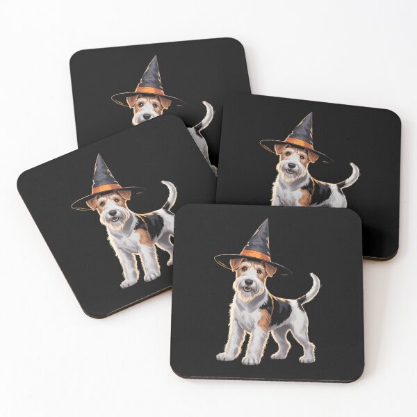 Item preview, Wire Fox Terrier As Witch Halloween Pumpkins designed and sold by ValerieRodrigue.