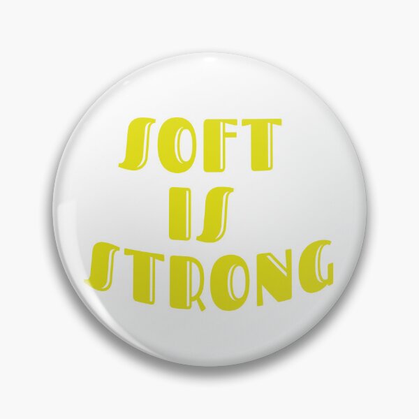 Item preview, Chunky 70s-style groovy lettering spells “SOFT IS STRONG” in warm retro colors with a subtle wavy stack on transparent background. designed and sold by DavidMay.